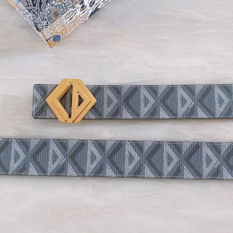 디올 CD 로고 다이아몬드 패턴 벨트 4cm | Size 35 - 40