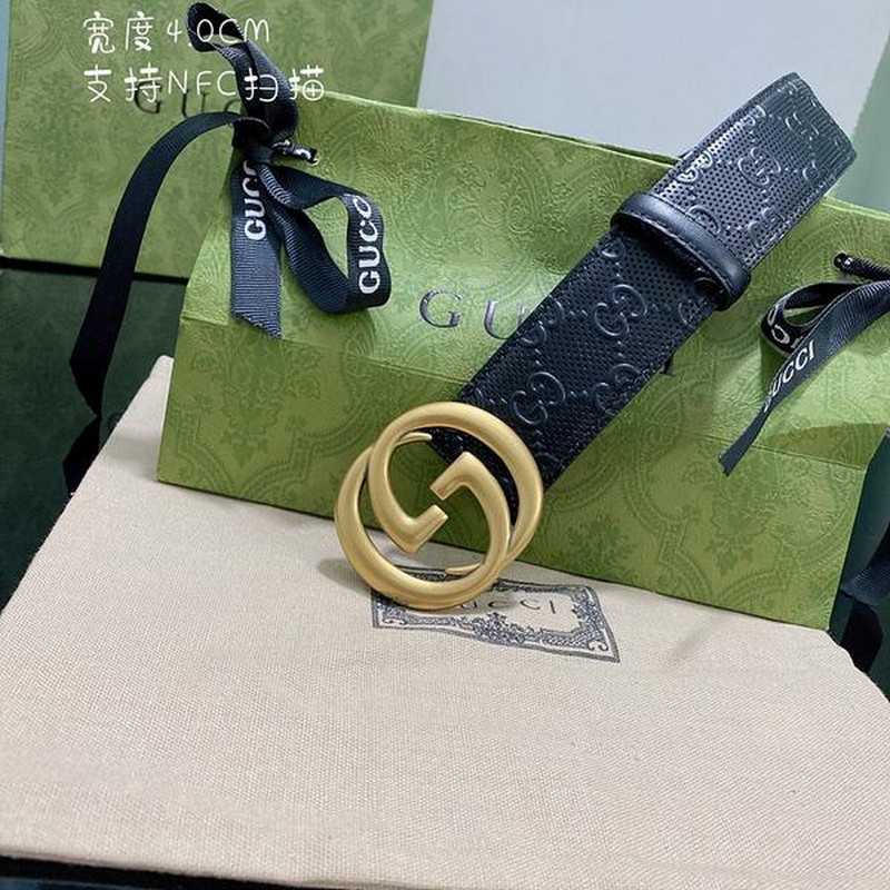 구찌 GG 엠보스 레더 벨트 4cm 골드 | Size 35 - 40