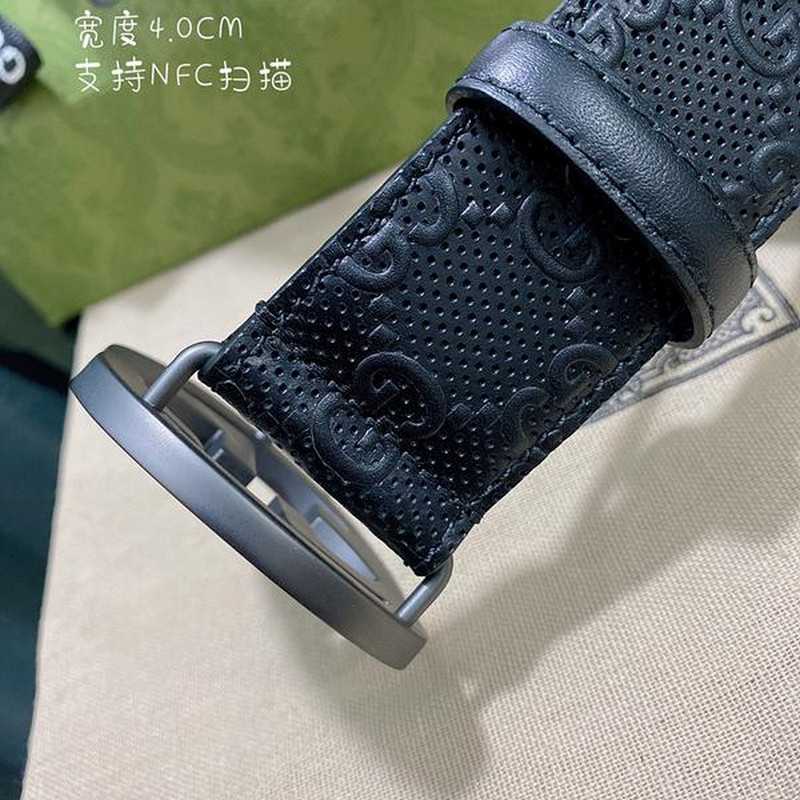 구찌 GG 엠보스 레더 벨트 4cm 다크매트실버 | Size 35 - 40