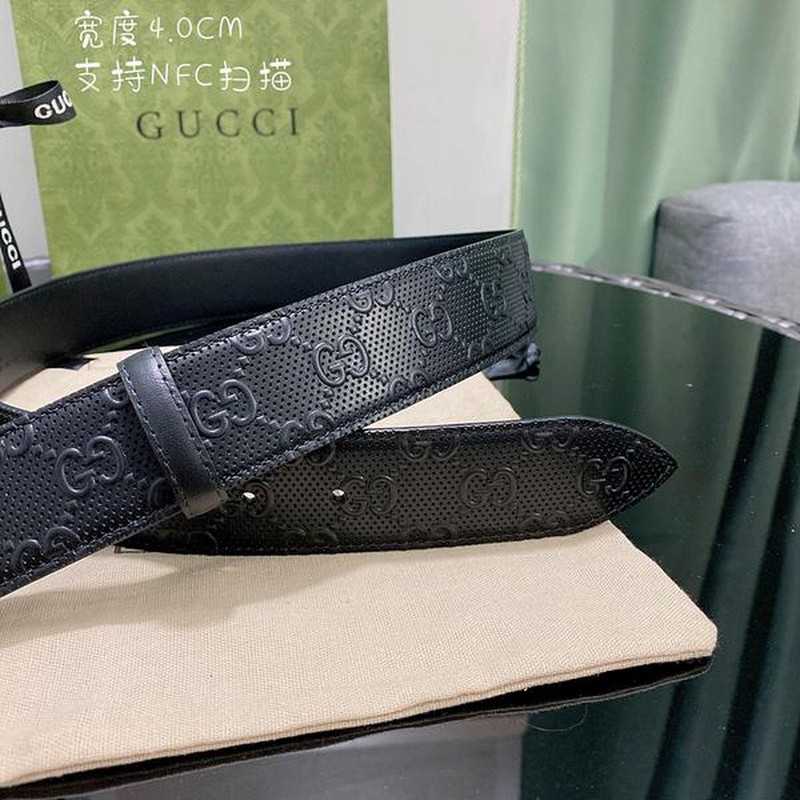 구찌 GG 엠보스 레더 벨트 4cm 유광실버 | Size 35 - 40