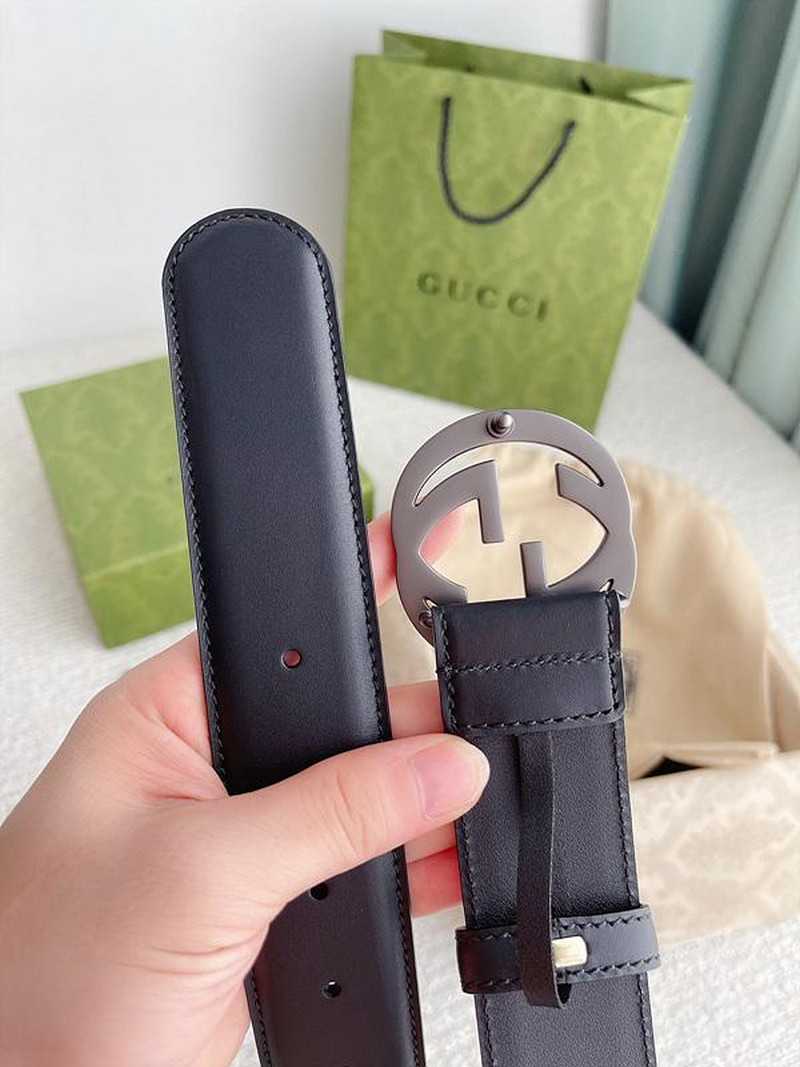 구찌 인터로킹G 레더 벨트 4cm | Size 35 - 40