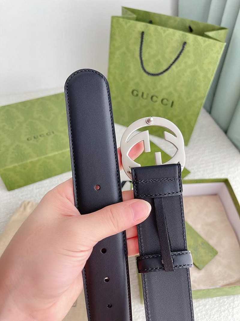 구찌 인터로킹G 레더 벨트 4cm | Size 35 - 40