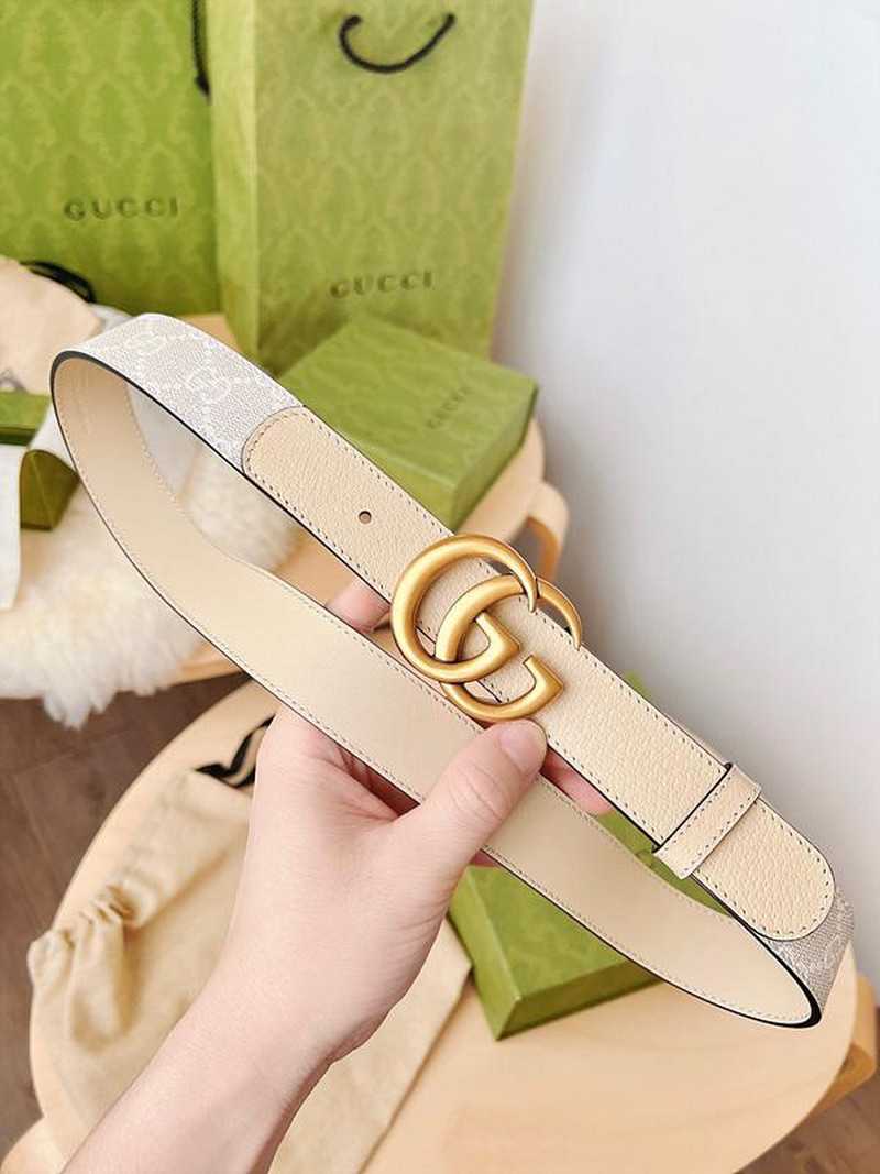구찌 마몬트 GG수프림캔버스 레더 벨트 3cm | Size 35 - 40