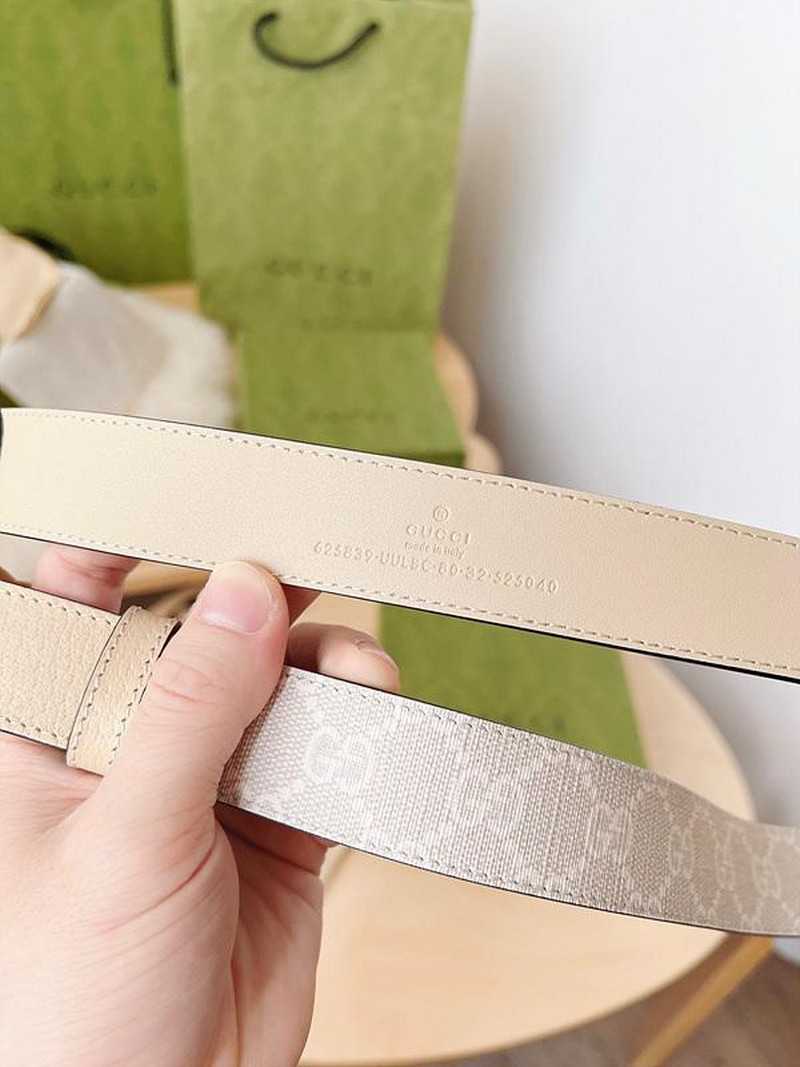구찌 마몬트 GG수프림캔버스 레더 벨트 3cm | Size 35 - 40