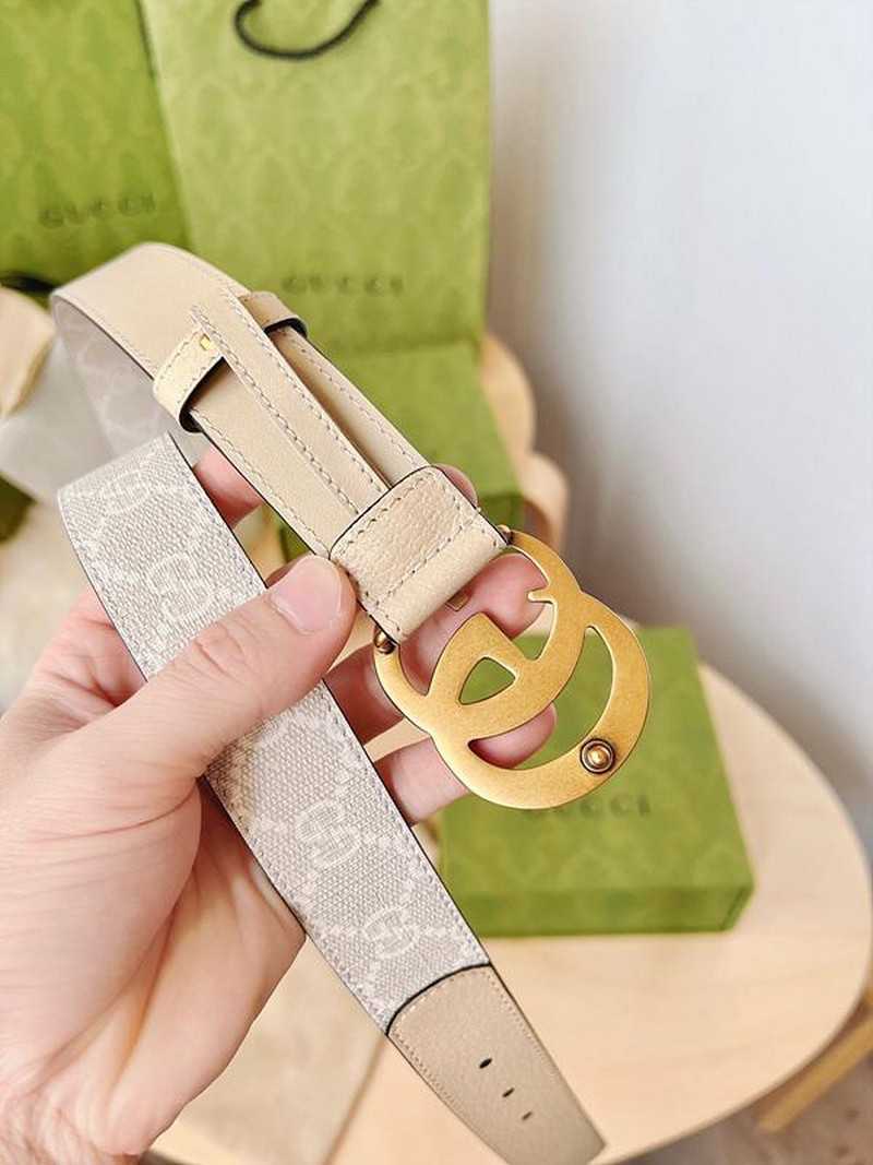 구찌 마몬트 GG수프림캔버스 레더 벨트 3cm | Size 35 - 40