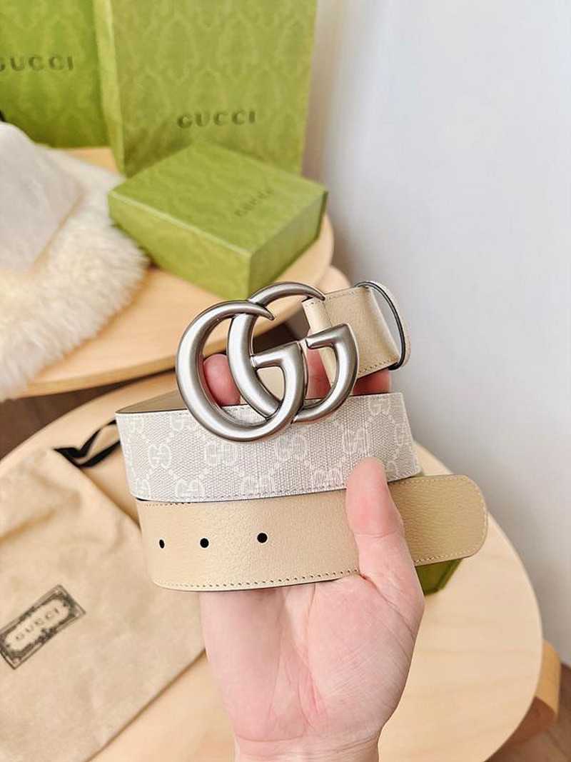 구찌 마몬트 GG수프림캔버스 레더 벨트 4cm | Size 35 - 40