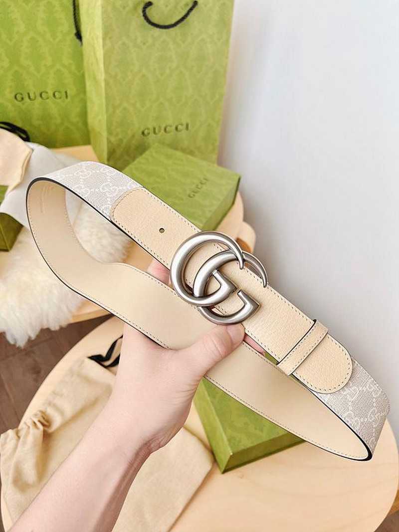 구찌 마몬트 GG수프림캔버스 레더 벨트 4cm | Size 35 - 40