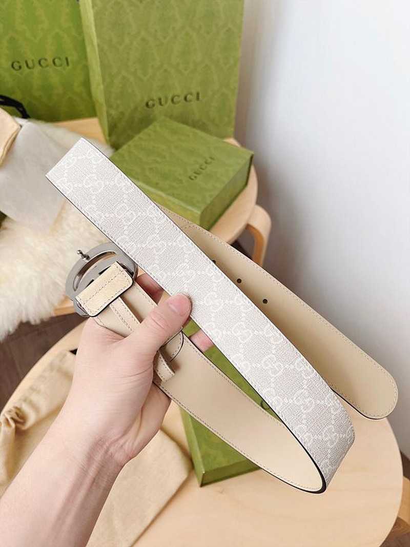 구찌 마몬트 GG수프림캔버스 레더 벨트 4cm | Size 35 - 40