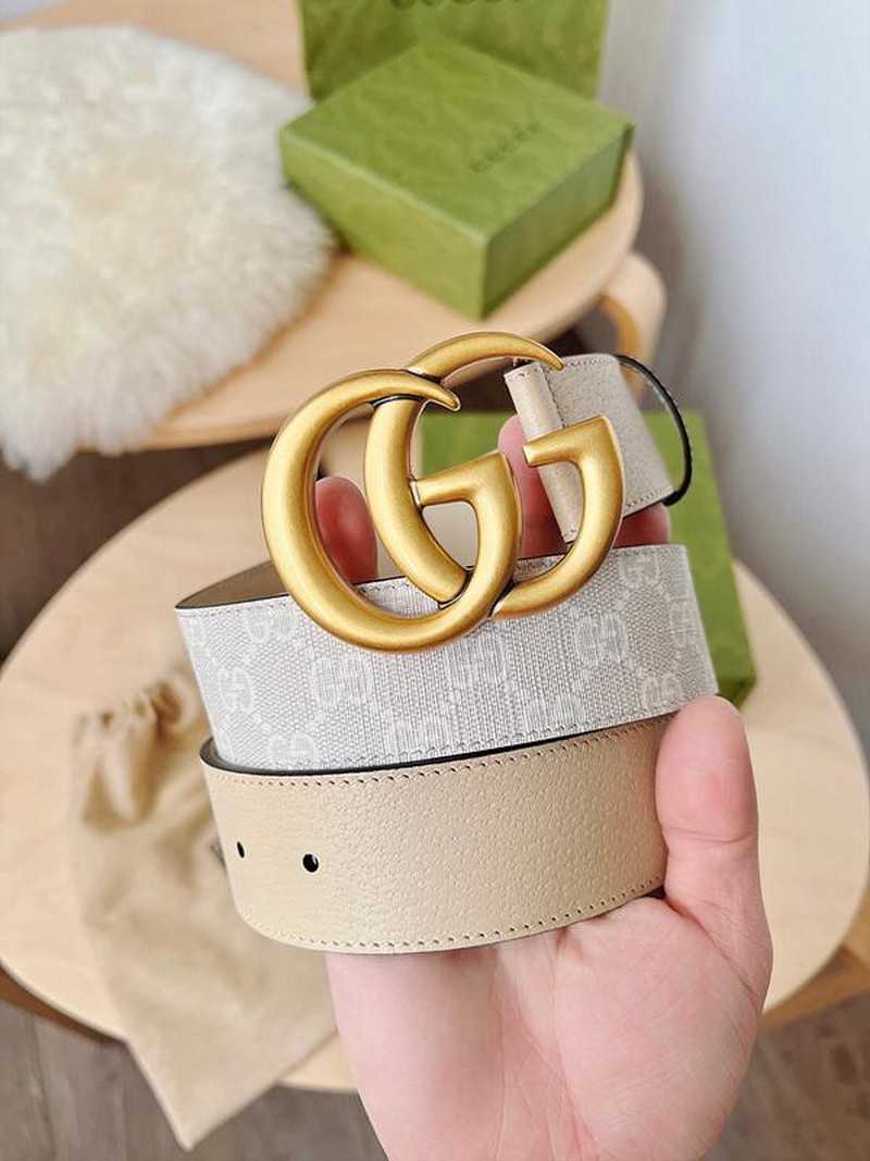 구찌 마몬트 GG수프림캔버스 레더 벨트 4cm | Size 35 - 40