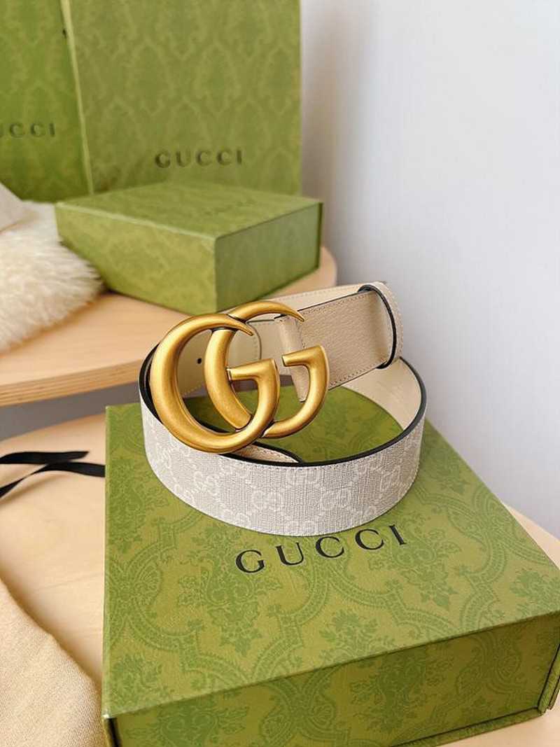 구찌 마몬트 GG수프림캔버스 레더 벨트 4cm | Size 35 - 40