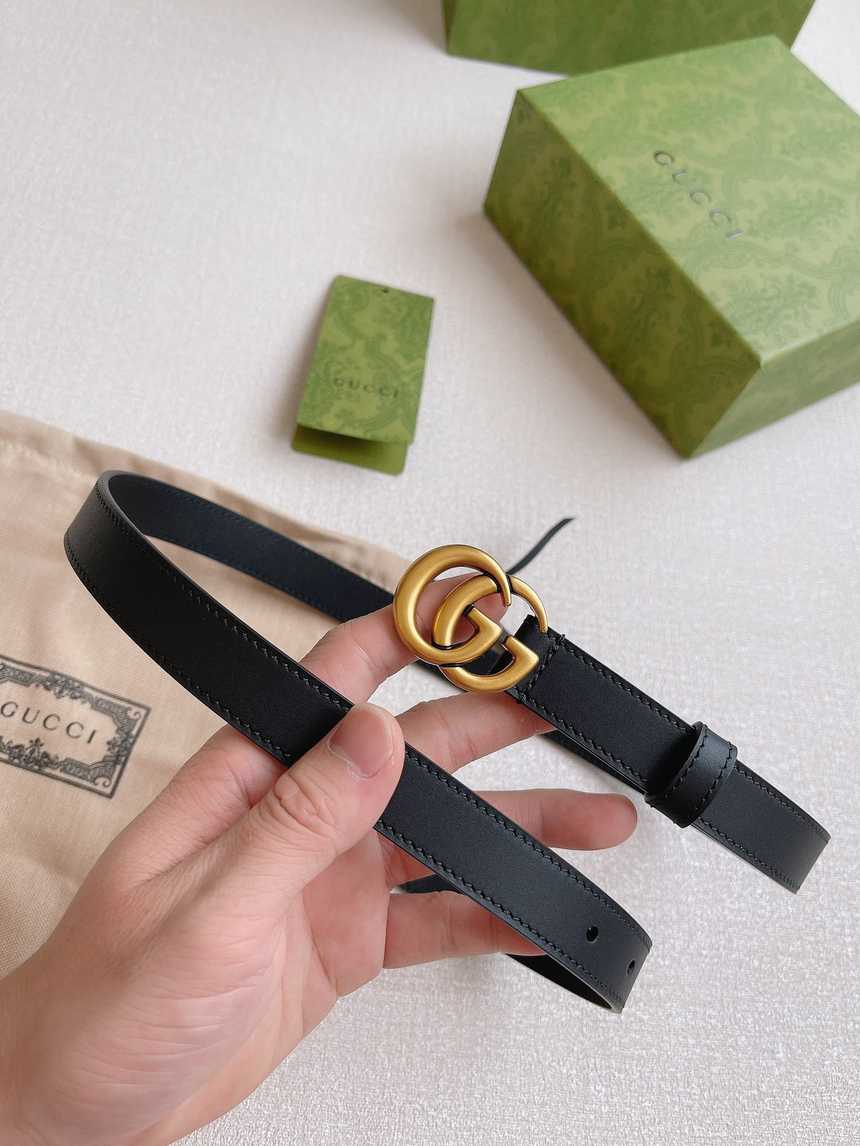 구찌 마몬트 GG 레더 벨트 2cm | Size 35 - 40