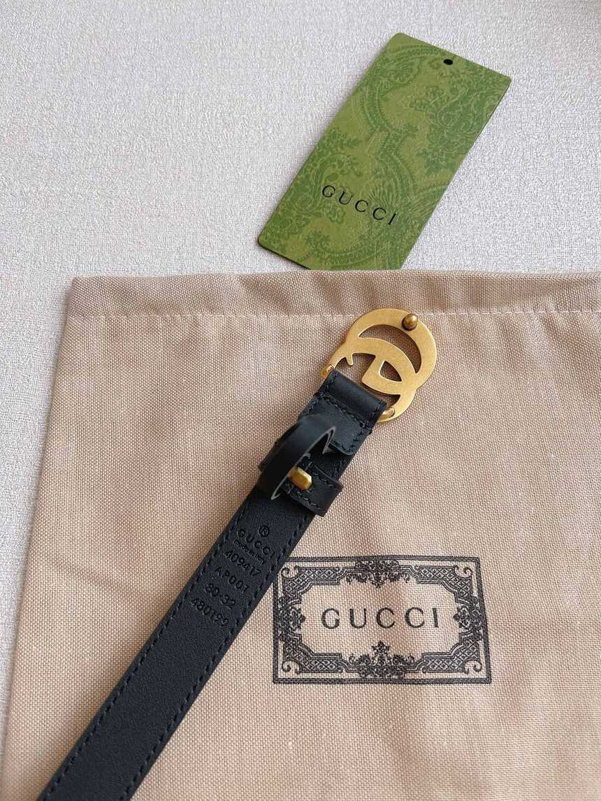구찌 마몬트 GG 레더 벨트 2cm | Size 35 - 40
