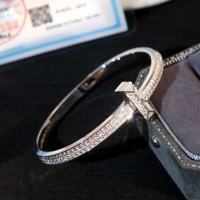 티파니 T1 풀 다이아 와이드 팔찌 | Size 17cm