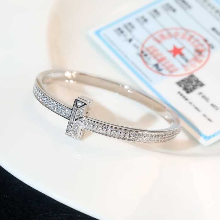 티파니 T1 풀 다이아 와이드 팔찌 | Size 17cm