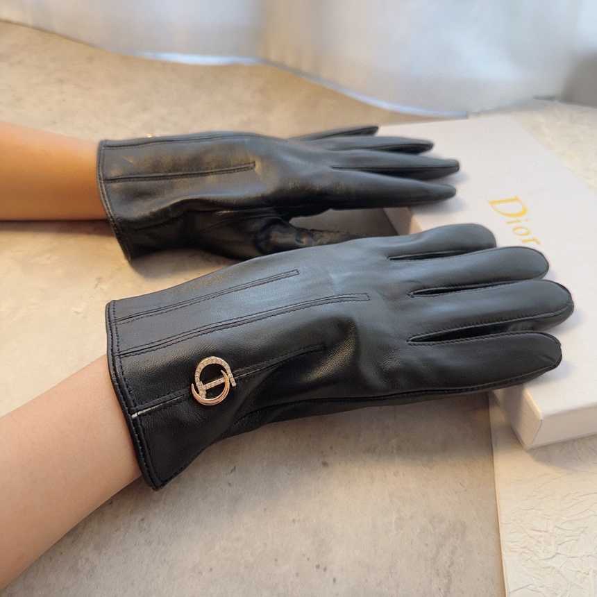 디올 심플로고 양가죽 장갑 | Size M L