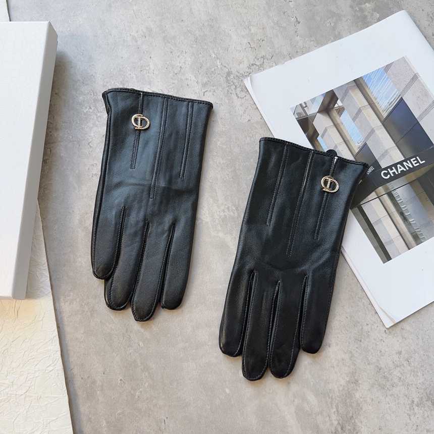 디올 심플로고 양가죽 장갑 | Size M L