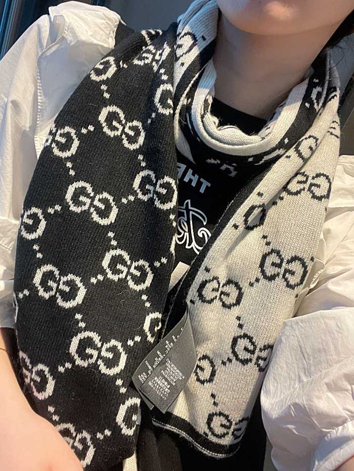 구찌 니트 패치워크 울 스카프 | Size 30*180cm