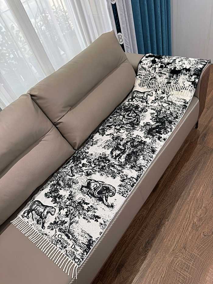 디올 프린트 스카프 블랙 | Size 40*200cm