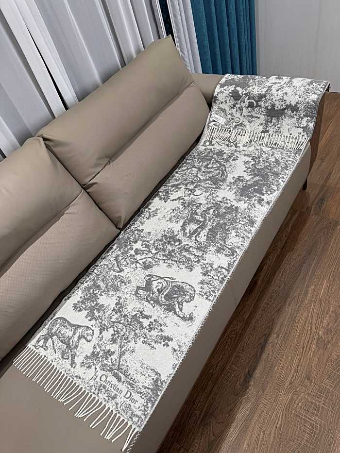 디올 프린트 스카프 그레이 | Size 40*200cm