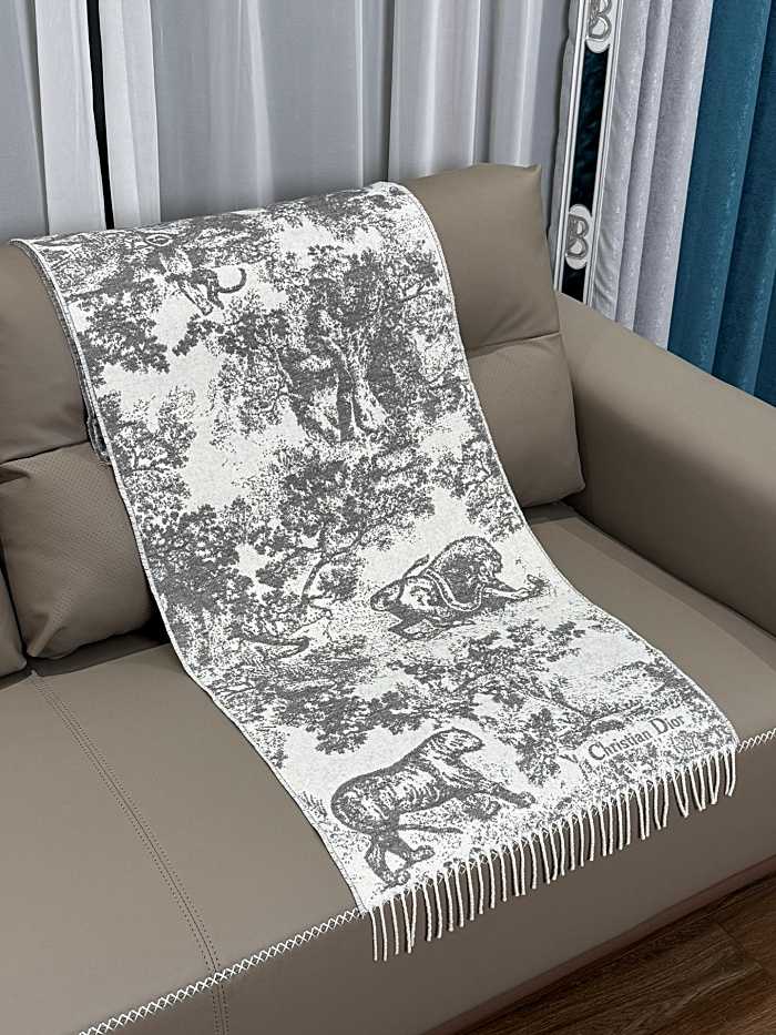 디올 프린트 스카프 그레이 | Size 40*200cm