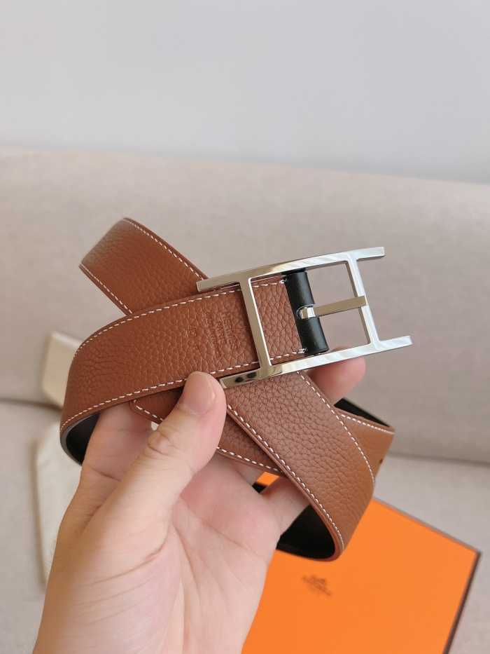 에르메스 핀 버클 벨트 은장 | Size 32mm