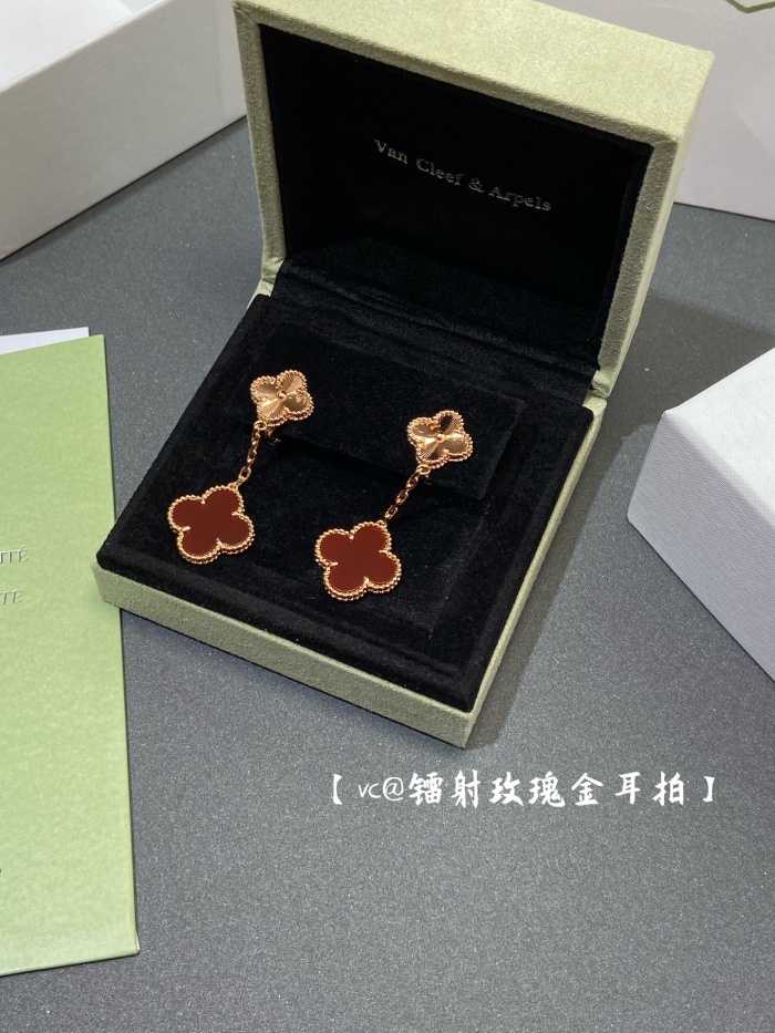 반클리프 카넬리언 기요세 네잎클로버 귀걸이 | Size FREE