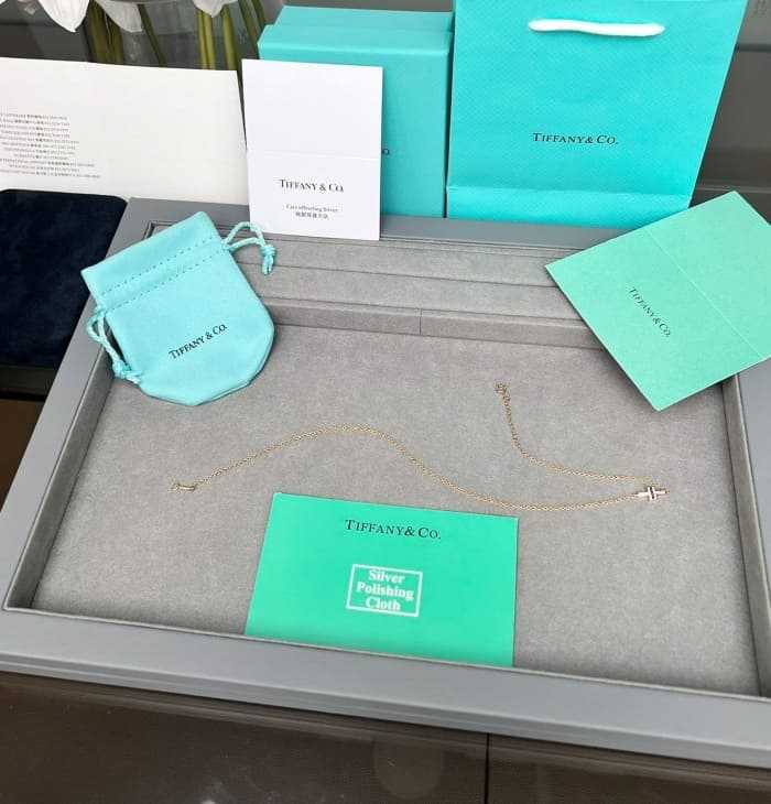 티파니 T다이아 더블 체인 팔찌 로즈골드 | 체인길이 35.6cm