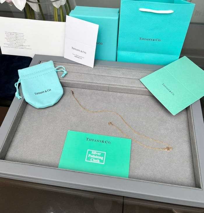 티파니 T 더블 체인 팔찌 로즈골드 | 체인길이 약 35.6cm