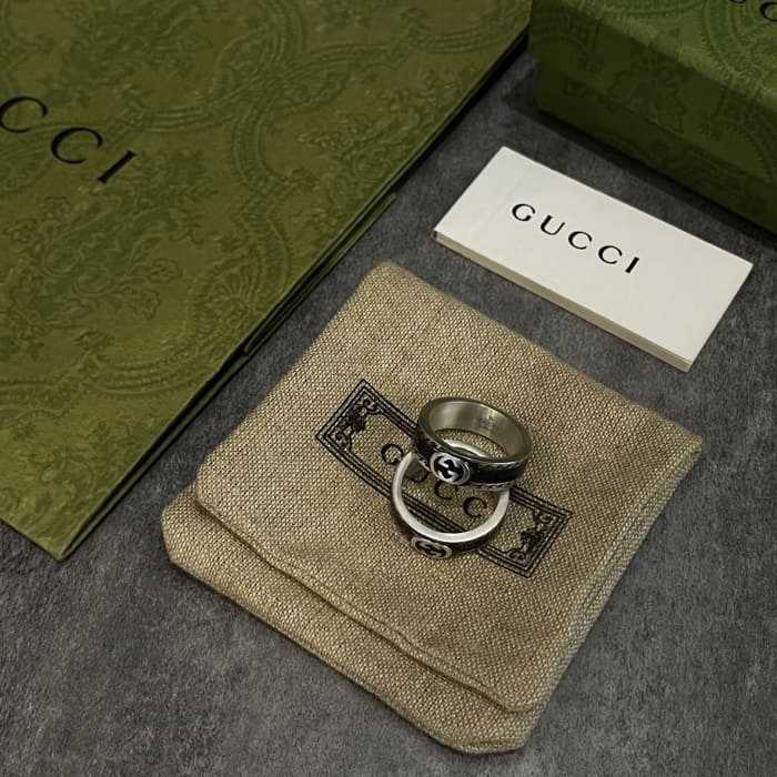 구찌 인터로킹 G 에나멜 더블 링 반지 6mm | Size 12~24