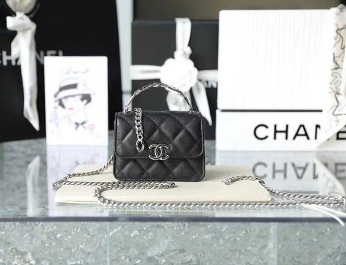 샤* 22ss 탑핸들 코코 레터링 체인백 캐비어 은장 | 9.5 x 13 x 6cm