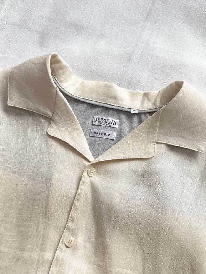브루넬로 쿠치넬리 레인앤듀 린넨 반팔 카라티 | 사이즈 S,M,L,XL