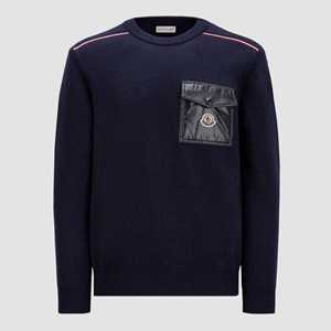  몽클레어 남성 로고 패치 포켓 크루넥 긴팔 니트