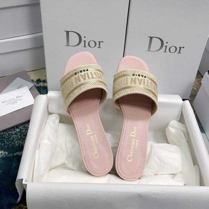 디올 자카드 자수 디웨이 뮬 슬리퍼 굽4.5cm | 사이즈 34~42