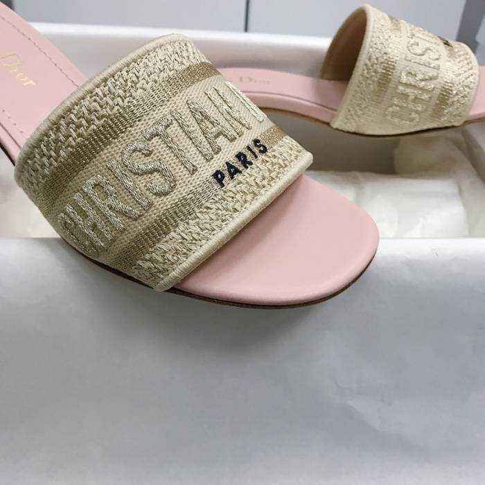 디올 자카드 자수 디웨이 뮬 슬리퍼 굽4.5cm | 사이즈 34~42