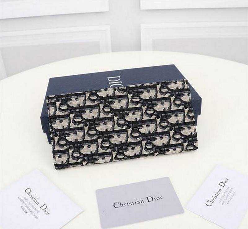 디올 CD 오블리크 로고 패턴 장지갑 | 18.5 x 9.5cm