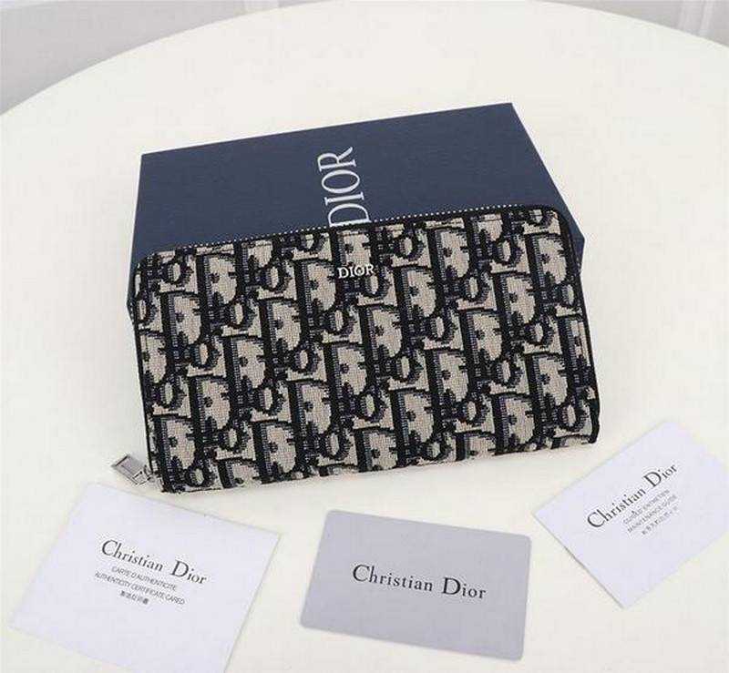 디올 CD 오블리크 로고 패턴 지퍼 장지갑 | 19.8 x 11cm