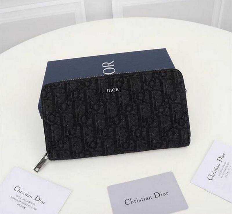 디올 CD 오블리크 로고 패턴 지퍼 장지갑 | 19.8 x 11cm