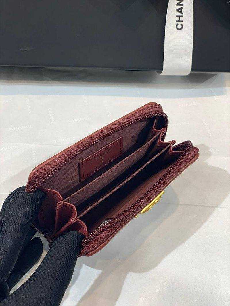 샤넬보이 작은캐비어스킨 지퍼 카드지갑 금장 | 7.5 x 11 x 2cm