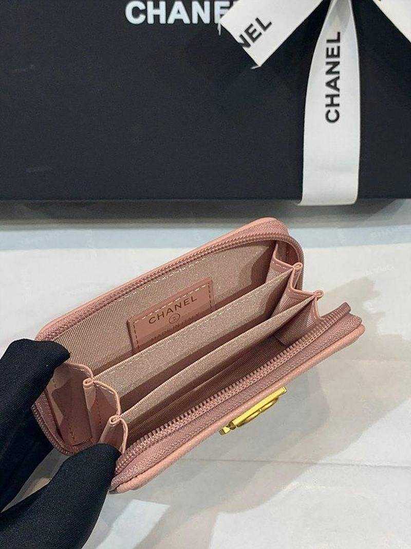 샤넬보이 작은캐비어스킨 지퍼 카드지갑 금장 | 7.5 x 11 x 2cm