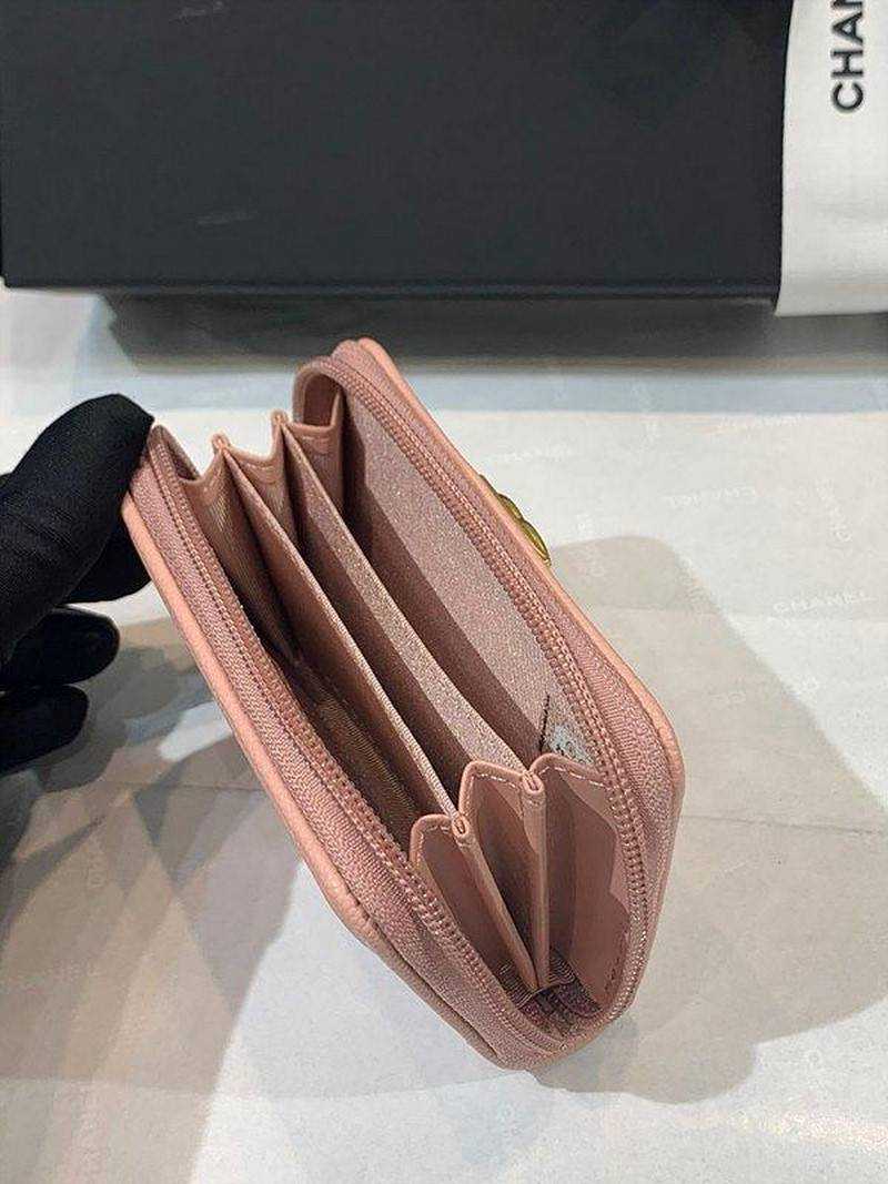 샤넬보이 작은캐비어스킨 지퍼 카드지갑 금장 | 7.5 x 11 x 2cm