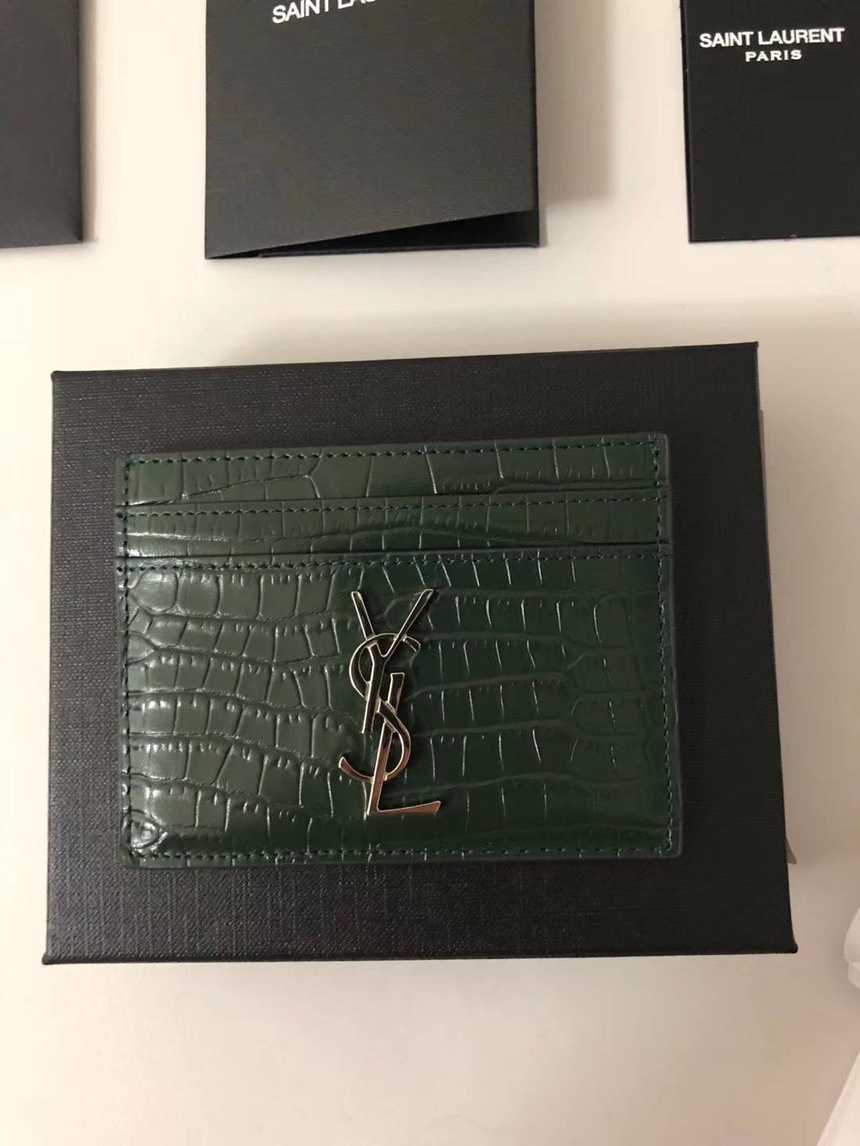 입생로랑 모노그램 크로커다일 카드홀더 423303 | 10 x 7.5 x 0.5cm