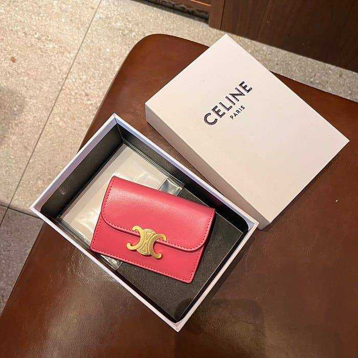 셀린느 트리오페 카드케이스 지갑 핑크 | 10.5 x 7.5 x 2cm