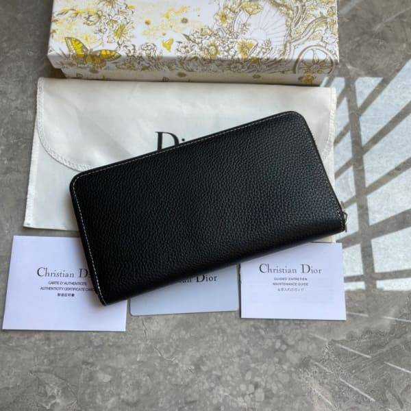 디올 블랙그레인 새들 라운드 지퍼 장지갑 | 19.8 x 11cm