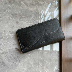 디올 블랙그레인 새들 라운드 지퍼 장지갑 | 19.8 x 11cm