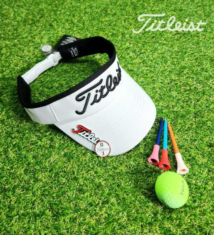 타이틀리스트 GOLF 코튼 라인 엠보자수로고 FJ 마그네틱 볼마커 썬바이저(2color)