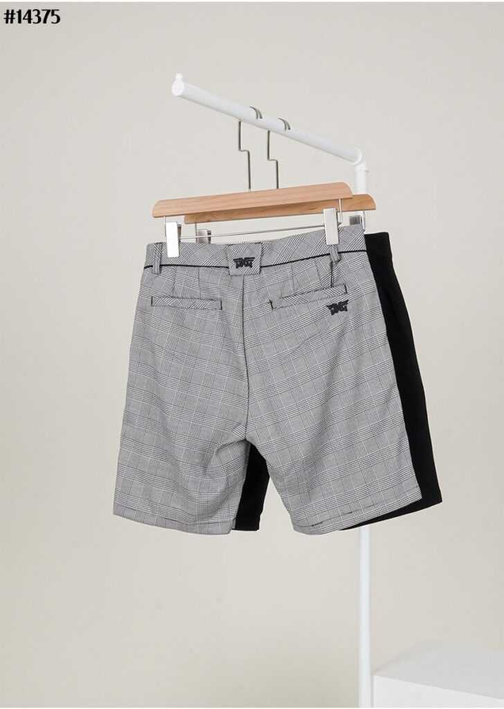 PXG 남성 자수 로고 체크 배색 하프 팬츠(2color)