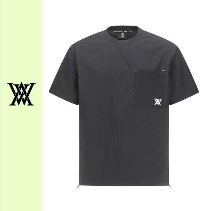 어뉴 남성 골지 크루넥 숏 반팔(2color)