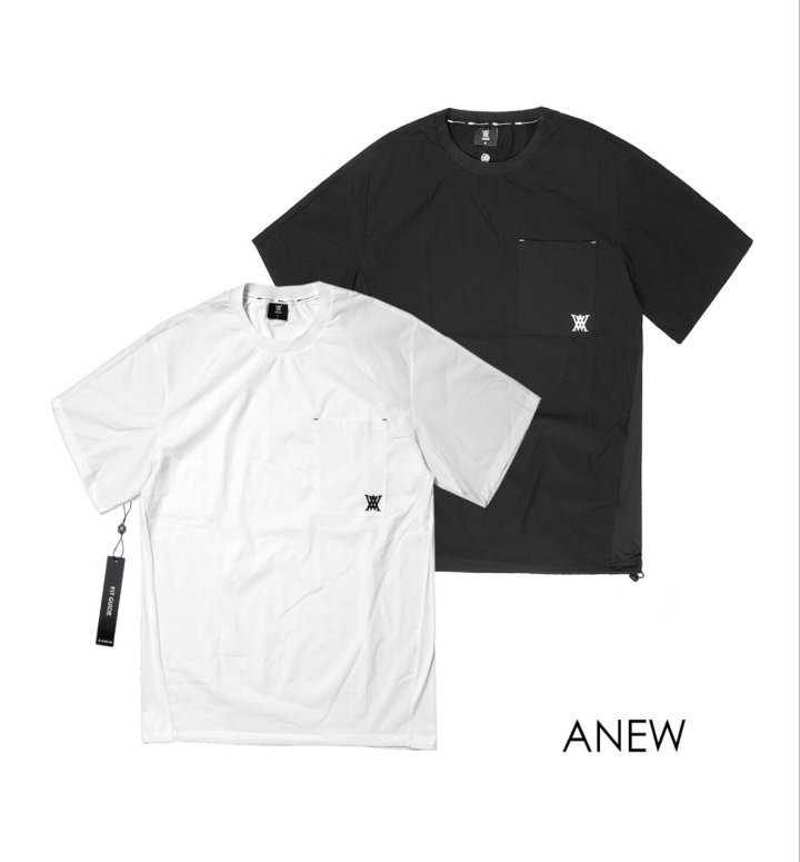 어뉴 남성 골지 크루넥 숏 반팔(2color)