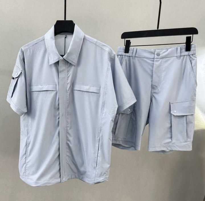 어메이징크리 남성 트래블부스터 에어홀 티셔츠&카고 숏팬츠 세트(2color)