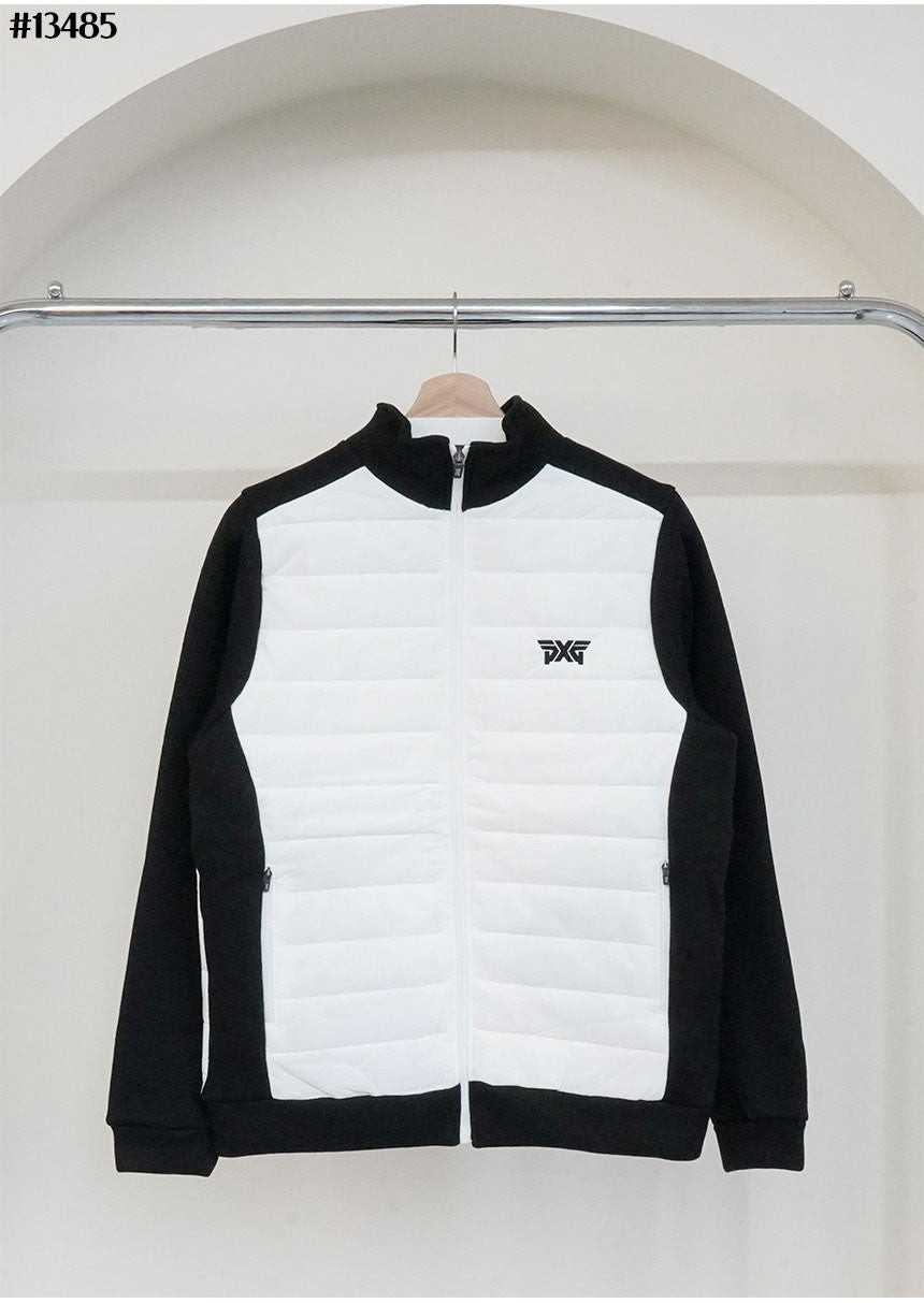 PXG 남성 경량 믹스 다운 하이넥 니트 집업(2color)